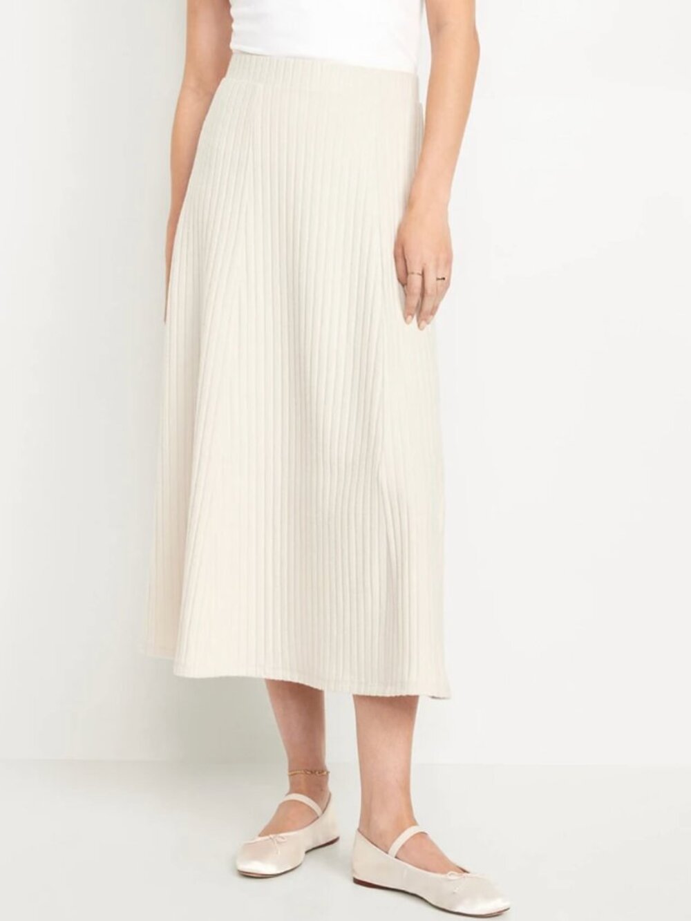 Old Navy Cozy Ribbed Maxi Skirt Beige Cream Size 2X